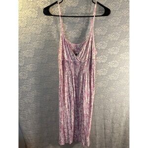 Gap Womens Purple Floral Smocked Empire Waist Midi Dress Large Sleeveless Size L